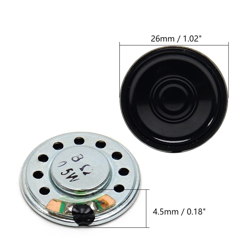 Fielect 2Pcs DIY Magnetic Speaker 0.5W 8 Ohm 26mm Diameter Round Shape Replacement Loudspeaker - Image 2